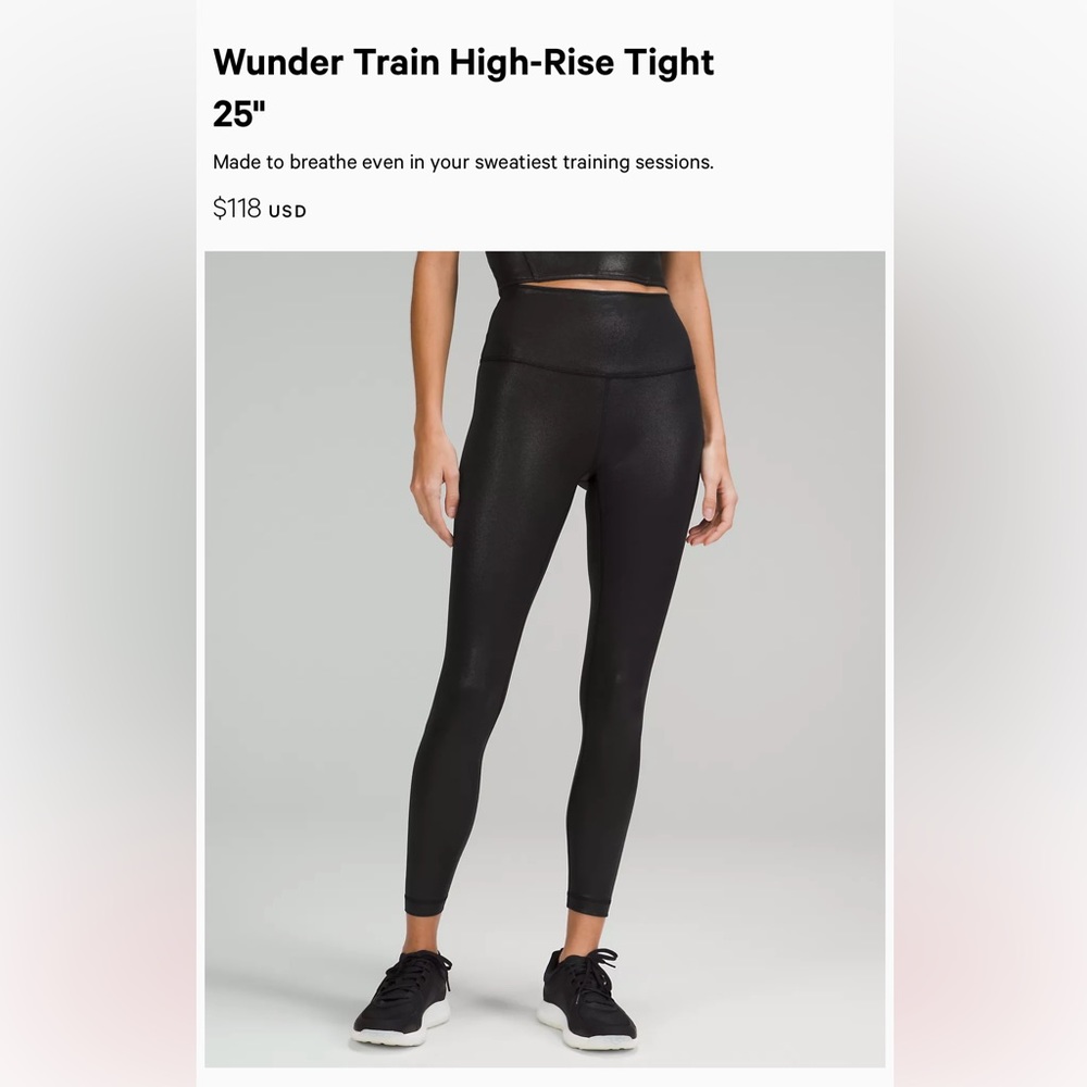 Lululemon Black Wunder Train High-Rise Tight 25”